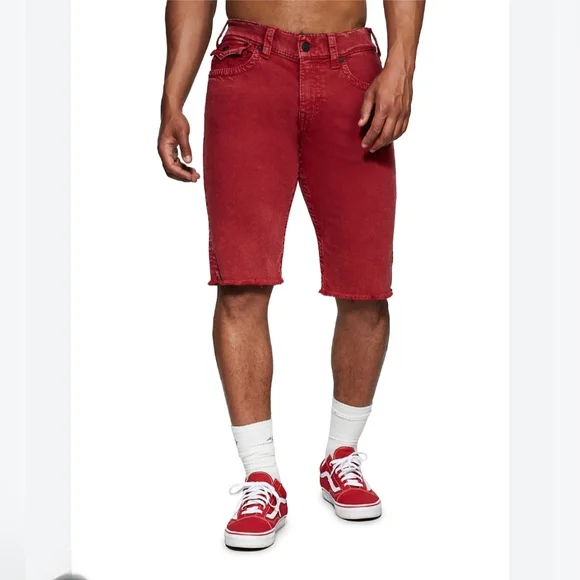 Men's True Religion Ricky Red Denim Shorts - Picture 3 of 11